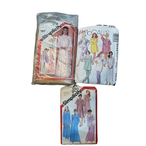 Simplicity Other - VTG Lot of 3 Simplicity & McCall's PJ's/Nightgown Patterns - Please Read Desc.